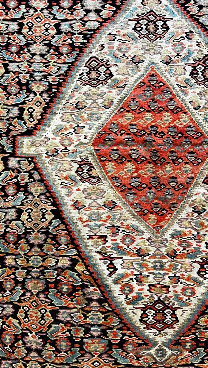 Rare Tapis Senneh En Kilim 19 &egrave;me - 200 X 134 - N&deg; 659-photo-2