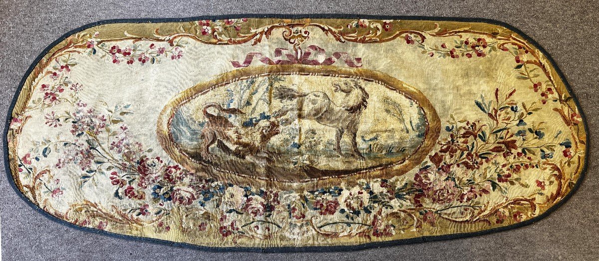 Tapisserie verdure Ovale d'Aubusson 18e.s - 1m76lx0m70h - N° 707