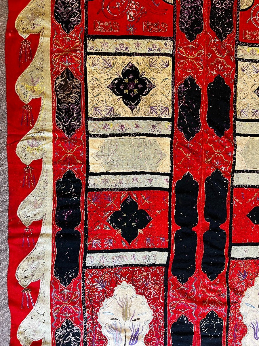 Recht (rashtidoozi) Oriental Embroidery, Circa 1840 - 3m30x1m55 - No. 820-photo-2