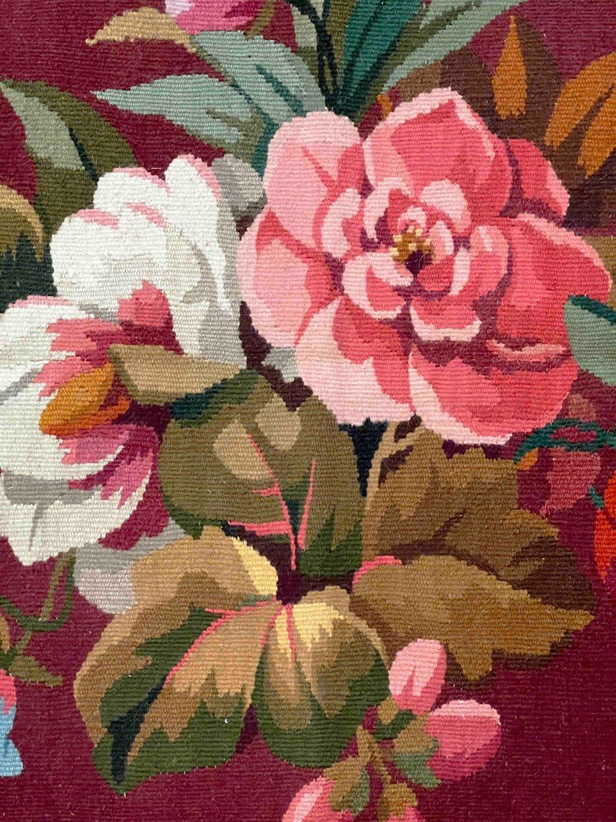 Small Aubusson Floral Tapestry 19th Century - 76x74cm - No. 823-photo-3