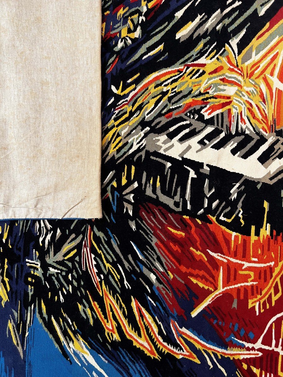 Le Concerto "piano & Jazz" [tapisserie Moderne Aubusson] Signée, 230x150, N° 1015-photo-6