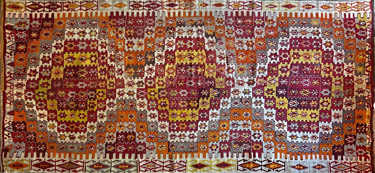 Grand Tapis en Kilim, Anatolie vers 1930 - 3m50x1m75 - N&deg; 852