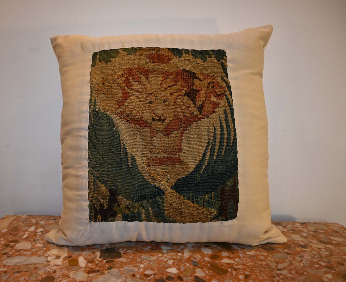 Coussin En Tapisserie Audenarde Flandre De 17e Siecle - N° 1339-photo-4