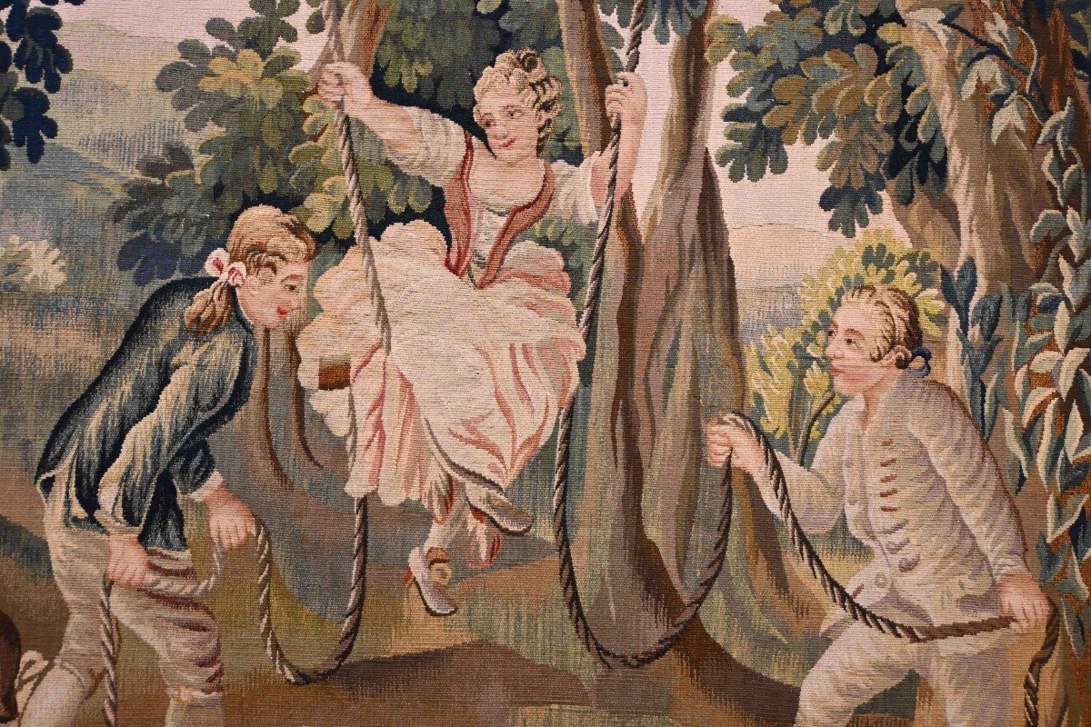 Aubusson Tapestry XIX Eme Century - Swing - 1m98lx1m50h - N° 237-photo-3