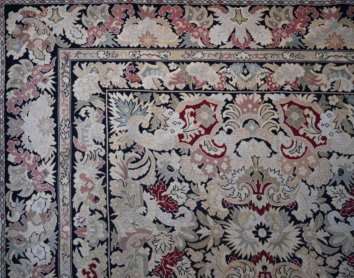 French Carpet 19th Century Napoleon III Style In Petit-point - 1m70x1m80 - N° 1396-photo-3