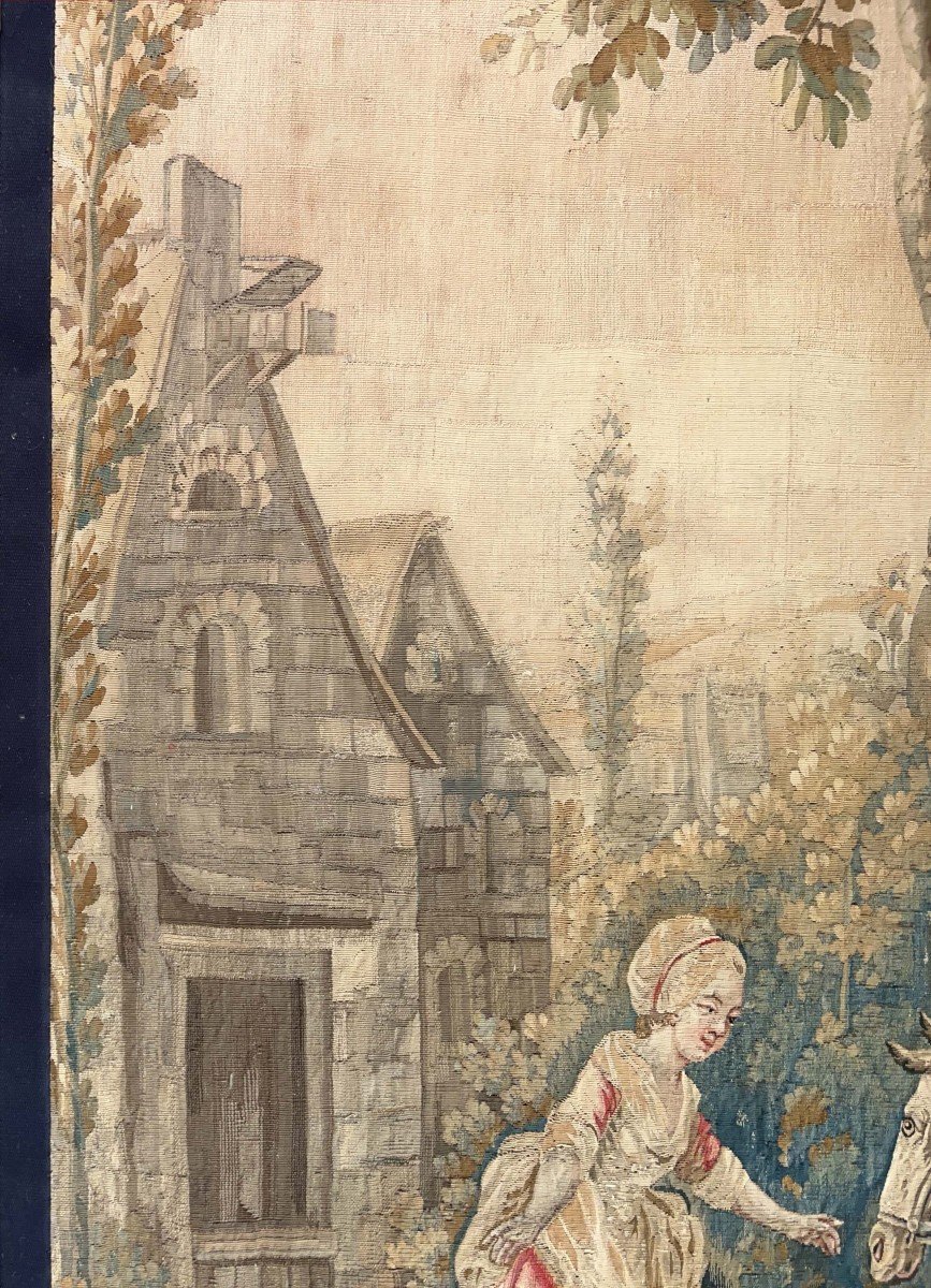 Fragment Of Aubusson Manufacture Tapestry From 18th Century - L1m16xh2m62 - N° 1195-photo-3