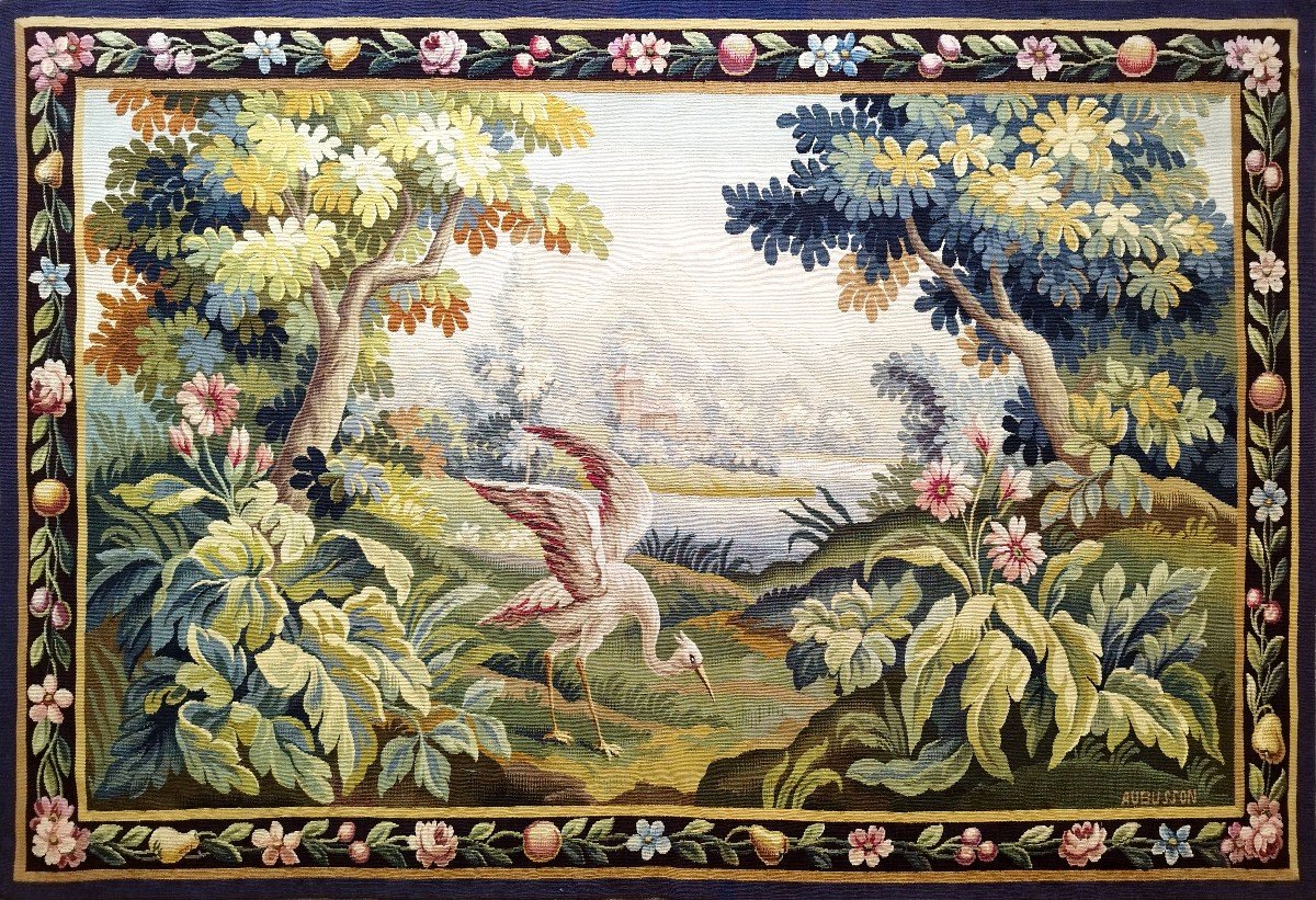 Verdure Signé - Tapisserie Manufacture Aubusson XIXe Siecle - 1m50lx1m00h , N° 1236