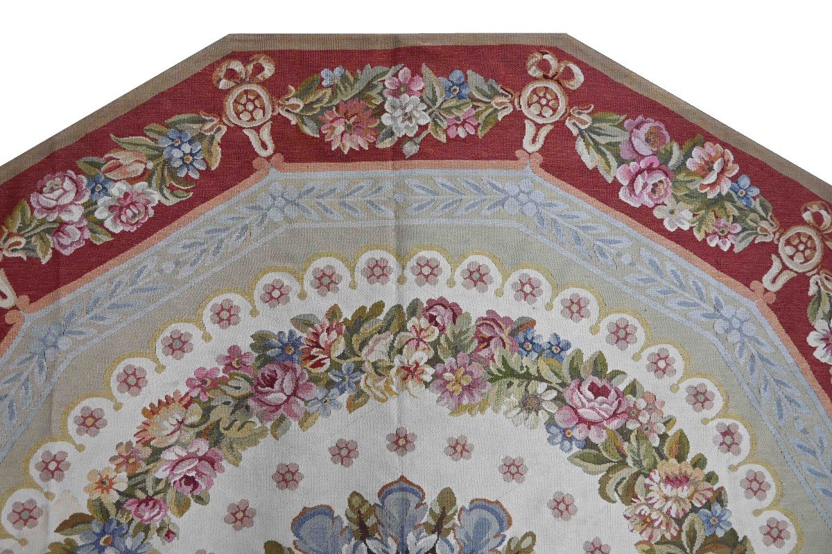 Tapis Décagonal De Manufacture d'Aubusson, Vers 1950 - 2m46x2m53 - N° 1407-photo-2