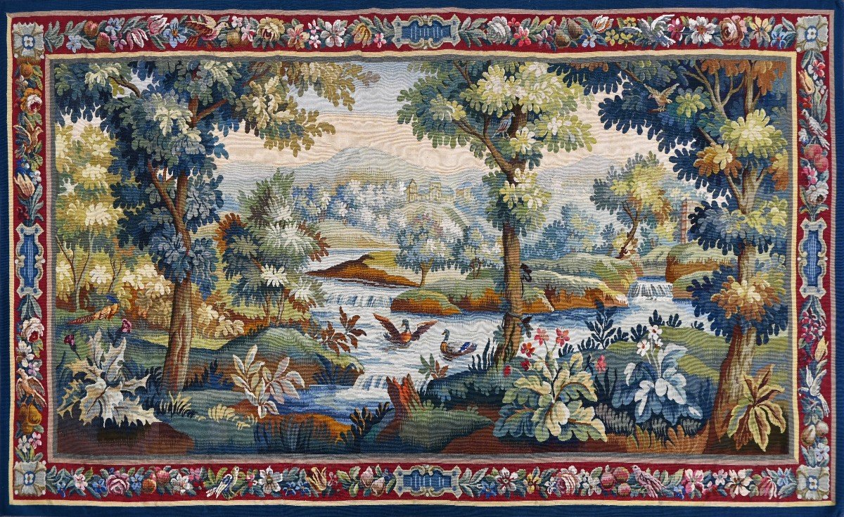 Verdure Aubusson Tapestry 19th Century - Numbered 2180 - No. 1410