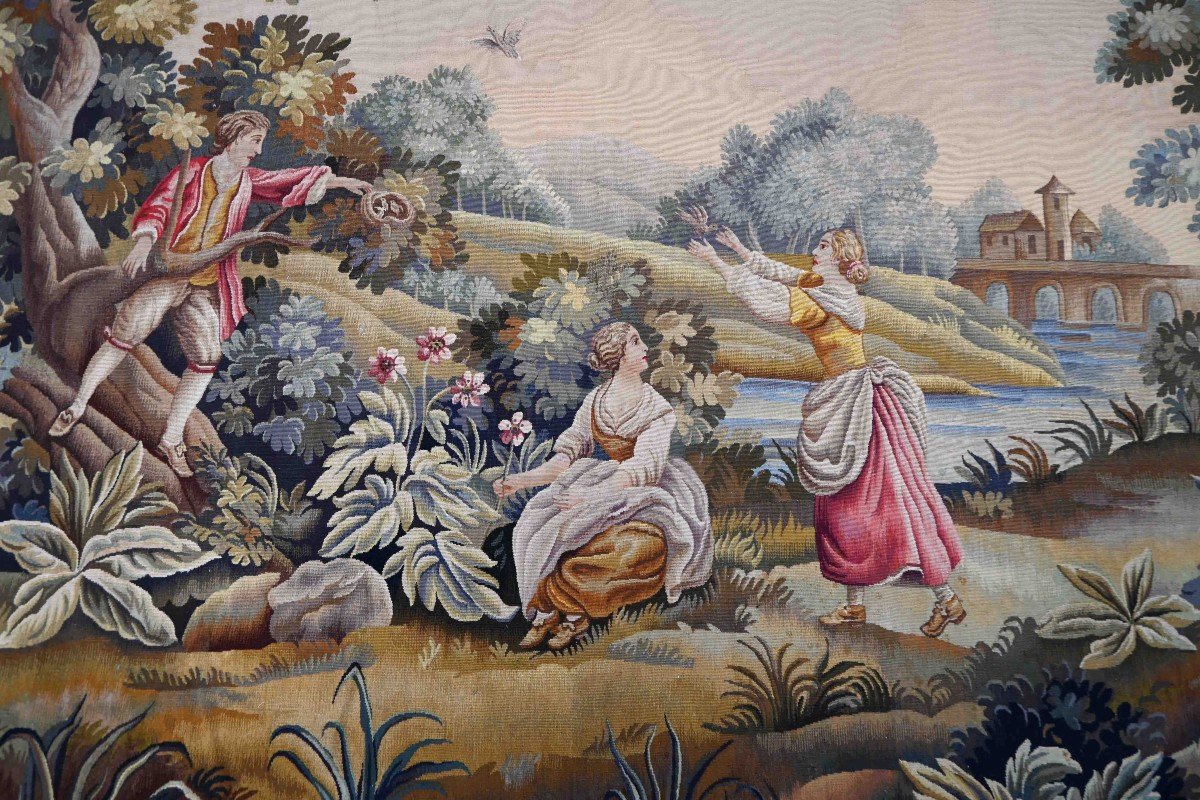 Tapestry Manufacture d'Aubusson 19th Century - Country Scene - 162hx234l - No. 1413-photo-2