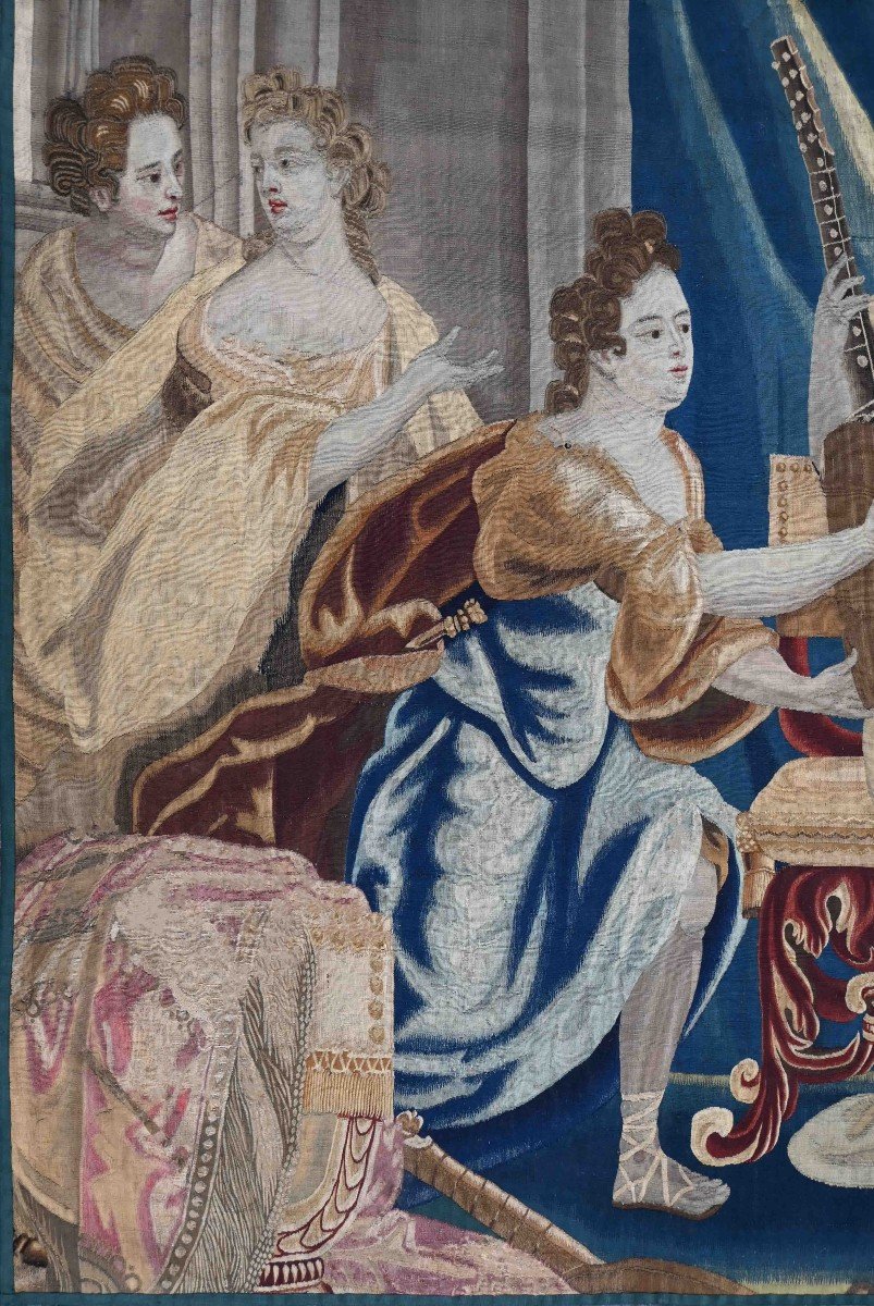 Brussels Tapestry Late 17th Century - Music Lesson Scene - L1m50xh2m67 - N° 1397-photo-2