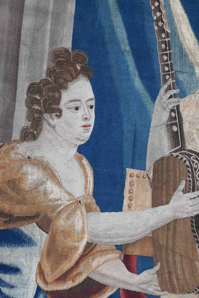 Brussels Tapestry Late 17th Century - Music Lesson Scene - L1m50xh2m67 - N° 1397-photo-5