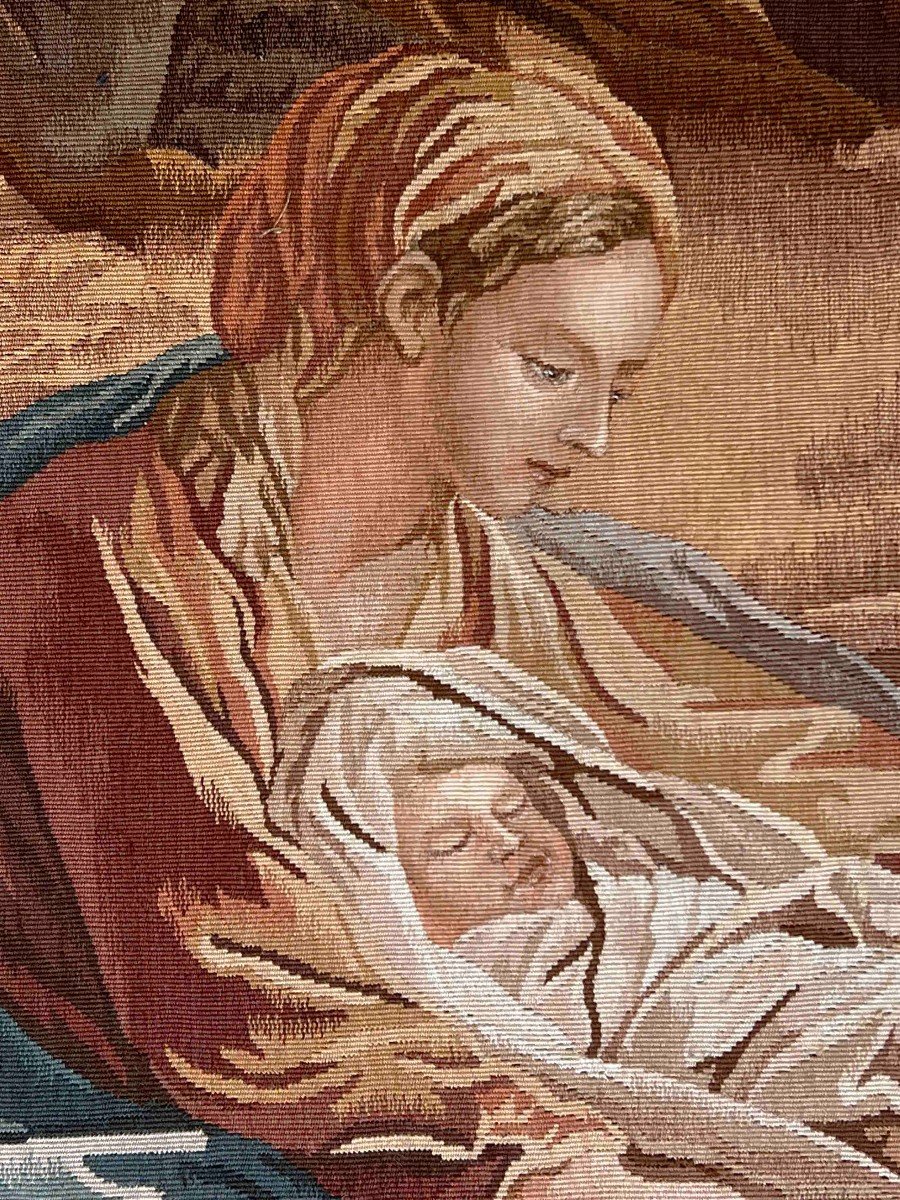 Tapisserie Aubusson, La Scène De La Naissance De Jésus Christ - 2m24x1m72, N° 1045-photo-2