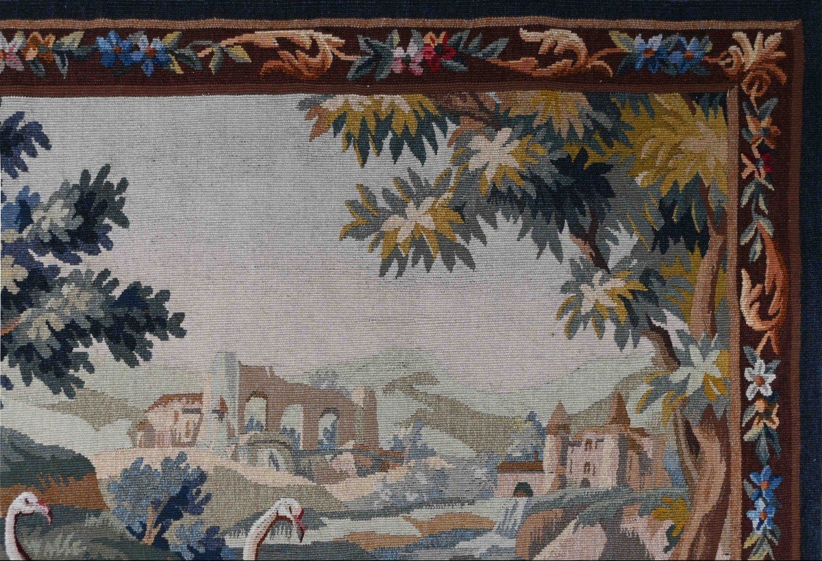 Verdure Aubusson Tapestry 19th Century - Bolduc And Numbered - L155xh105 Cm - N° 1422-photo-2