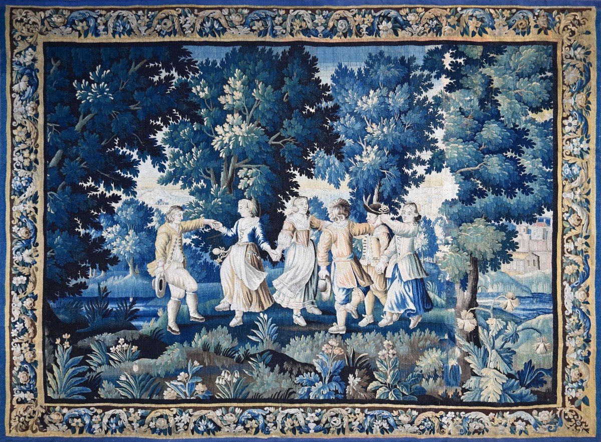 Aubusson Manufacture Tapestry Late 17th Century - Dance In The Forest - L3m56xh2m78, N° 1317