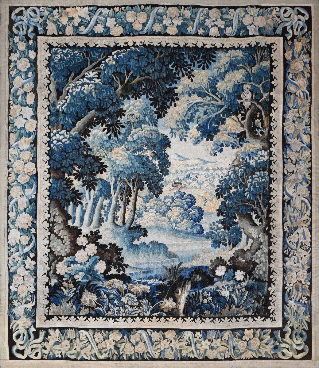 Tapestry Manufacture Des Flandres 17th Century - Greenery With Owl - H2m70xl2m25 - N° 1430