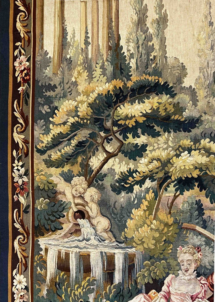 Tapestry From The Aubusson Manufacture, Country Scene, 1m95hx1m15l - N° 1060-photo-3