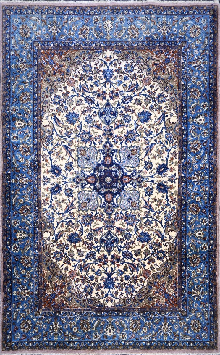 Tapis Persan Ispahan, Fait Main En Laine Et Soie - 1m80x1m08 - N° 748