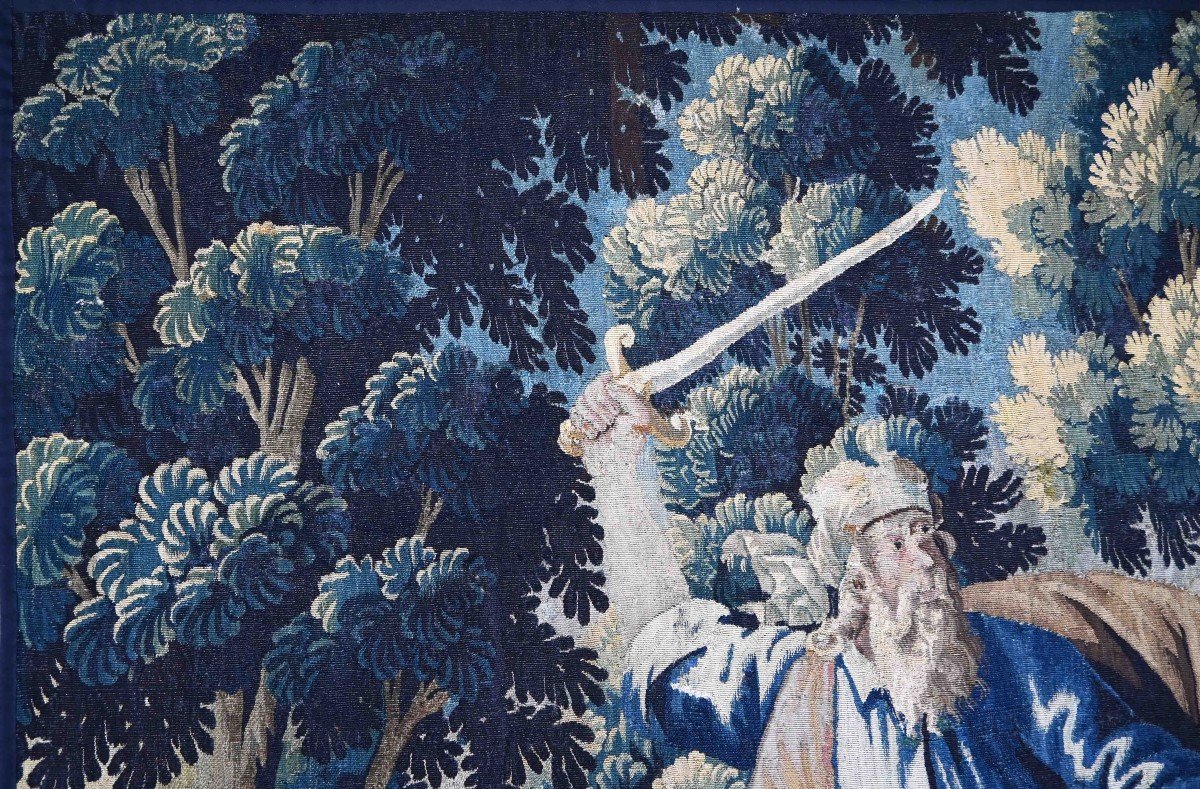 Old Testament, The Sacrifice Of Abraham - Tapestry Manufacture Aubusson 17th Century No. 1379 -photo-1