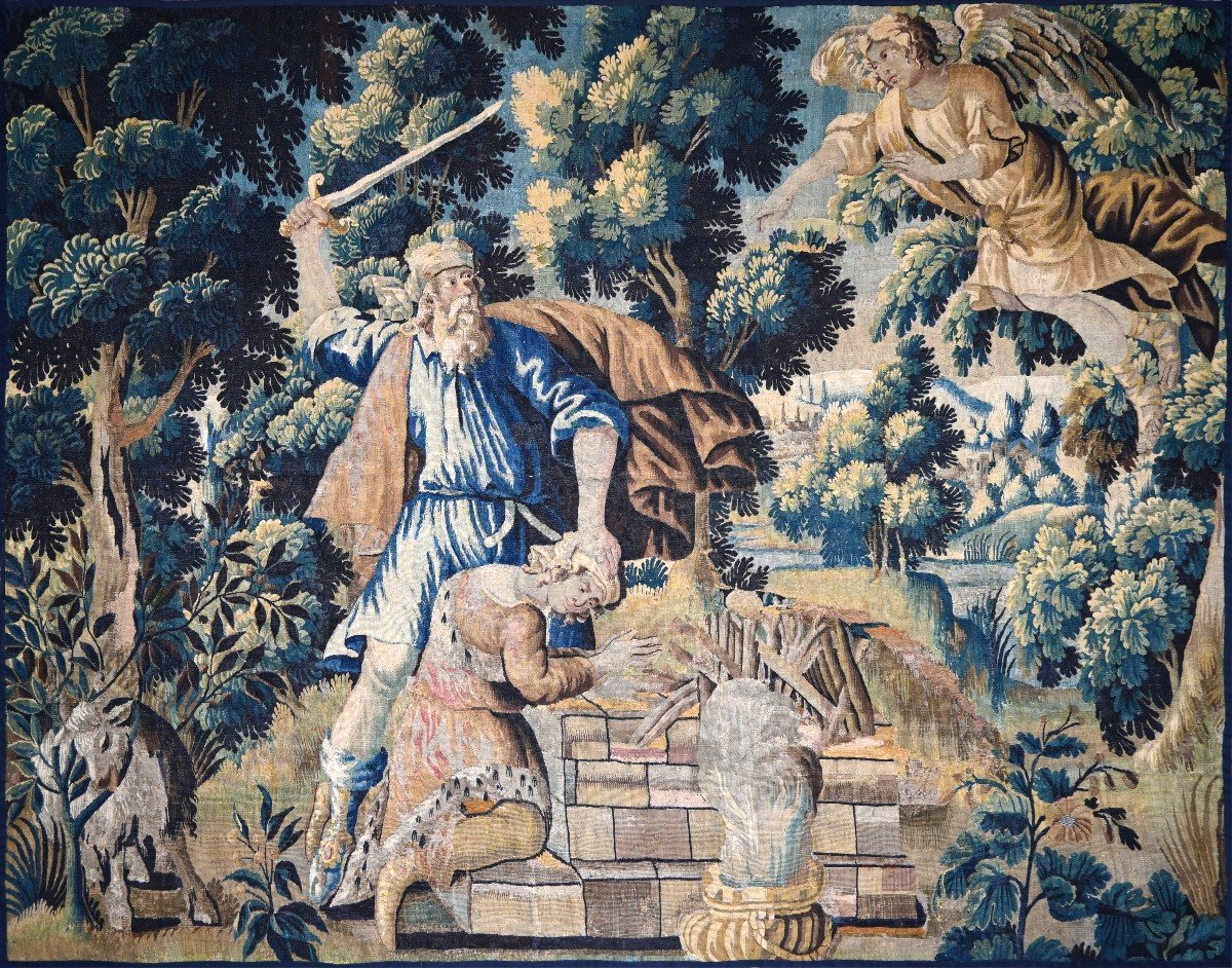 Ancien Testamenet, Le Sacrifice d'Abraham - Tapisserie Manufacture Aubusson 17e Siecle N° 1379 