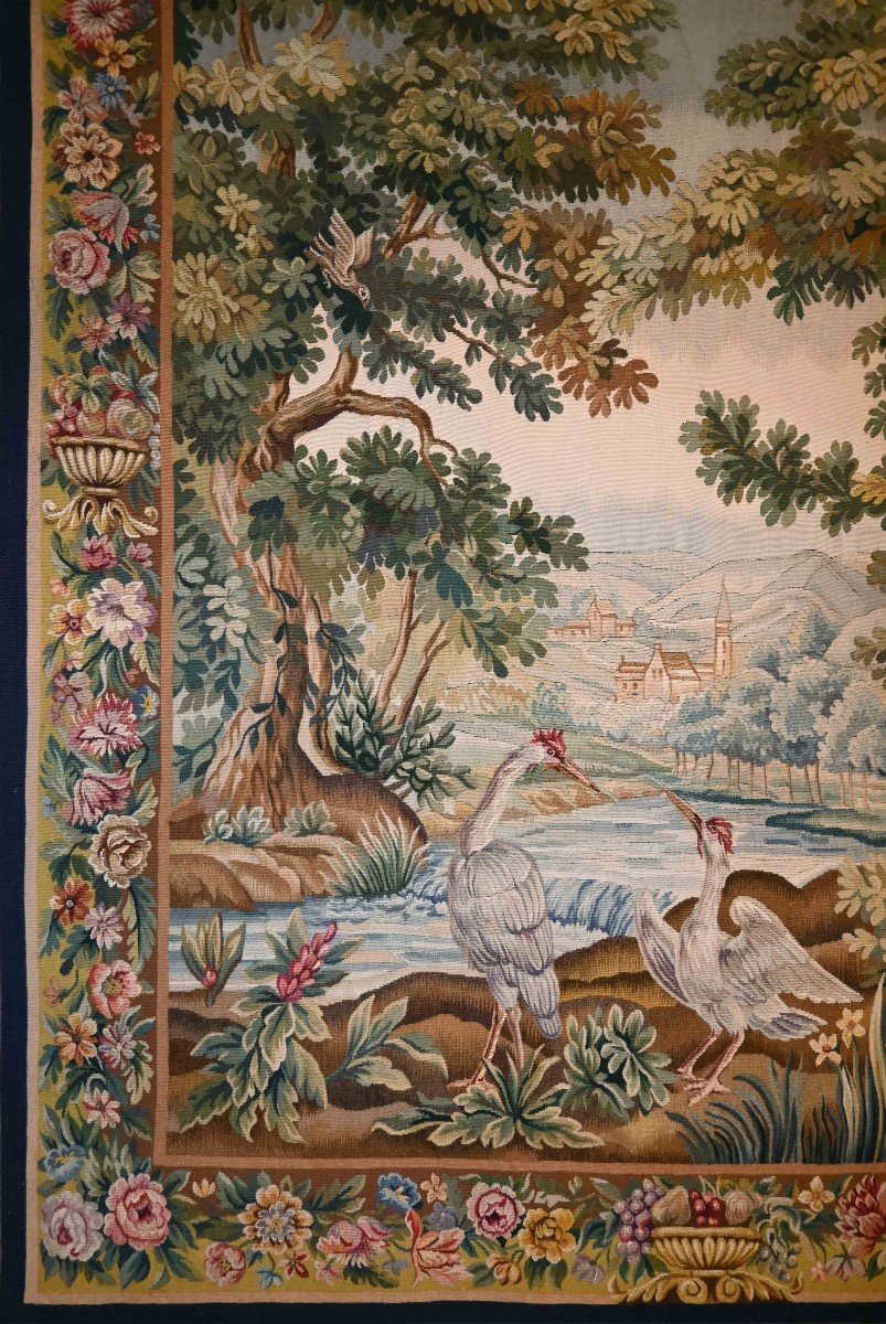 French Tapestry By Aubusson Manufactury 19th Century  - 1m72lx1m92h - Carpet No. 1462-photo-2