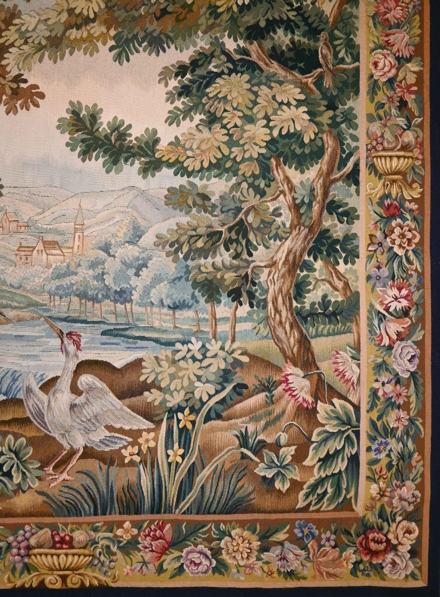 French Tapestry By Aubusson Manufactury 19th Century  - 1m72lx1m92h - Carpet No. 1462-photo-2