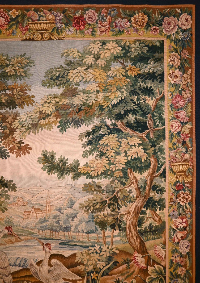 French Tapestry By Aubusson Manufactury 19th Century  - 1m72lx1m92h - Carpet No. 1462-photo-3