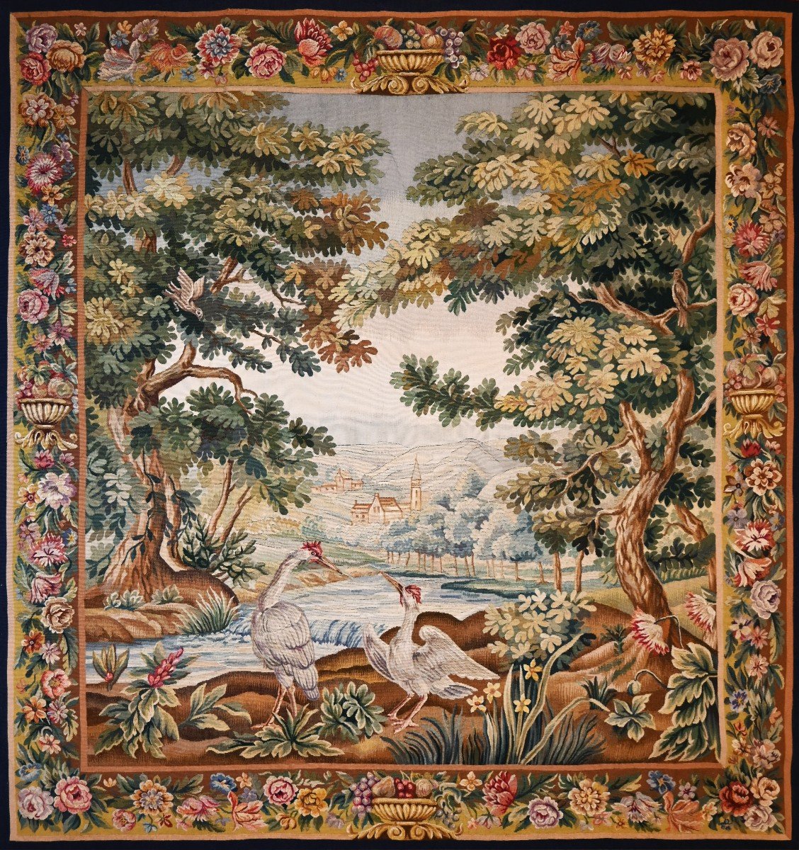 French Tapestry By Aubusson Manufactury 19th Century  - 1m72lx1m92h - Carpet No. 1462