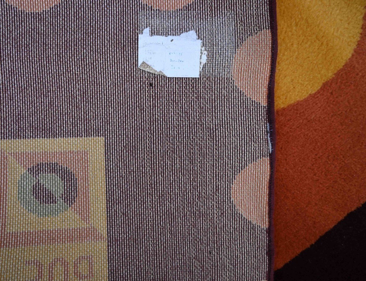 French Carpet Signed Circa 1960, Postage Stamp Cancelled - 2m30x1m70 - No. 1330-photo-4