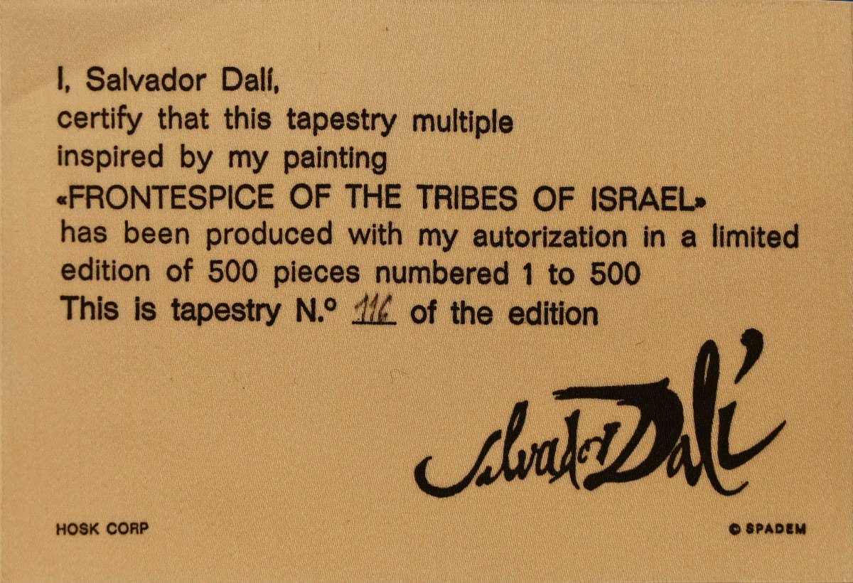 The 12 Tribes Of Israel, Tapestry By Salvador Dalí – Bolduc, Notarized Certificate - No. 1468-photo-7