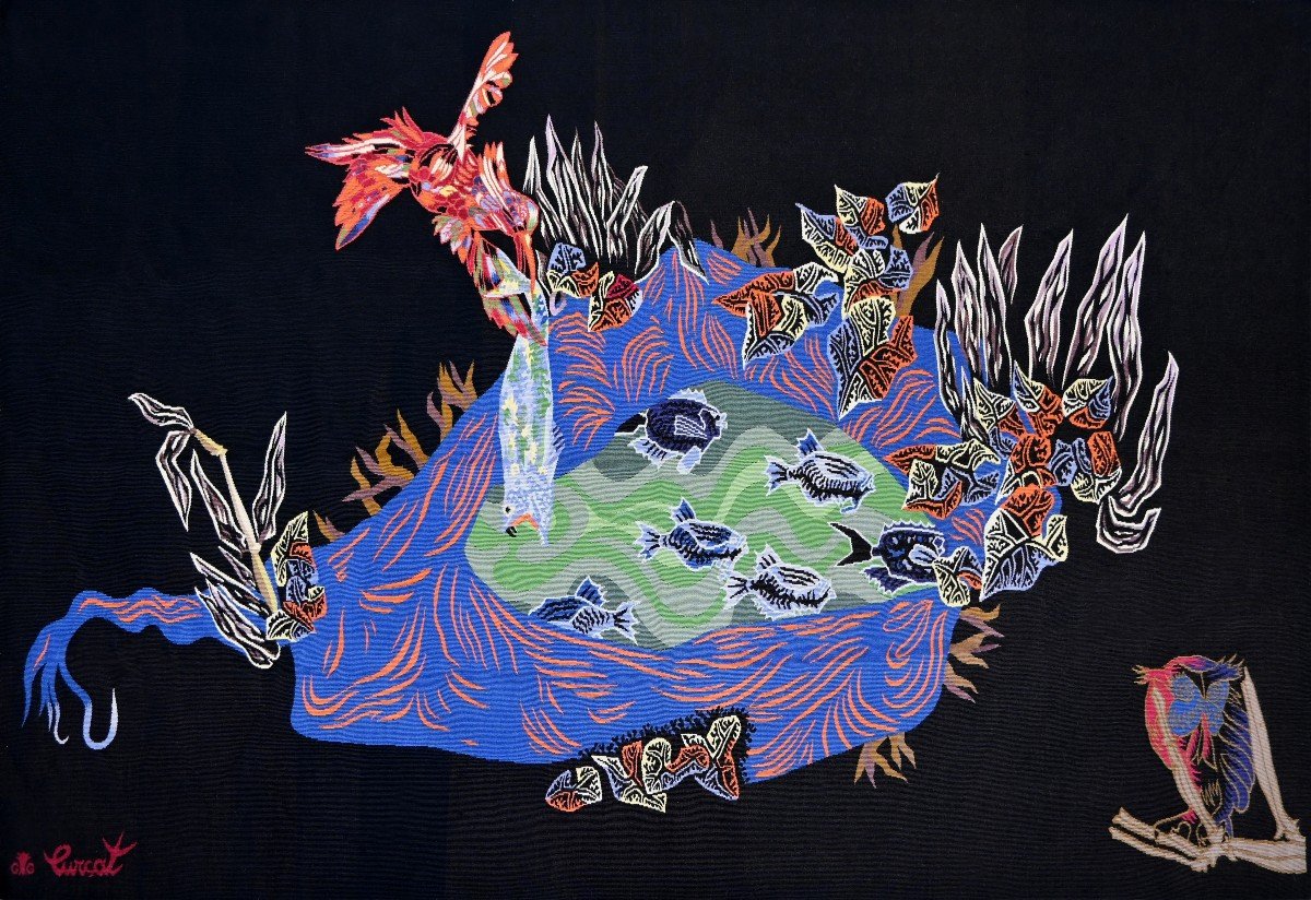 Blue Coral, Jean Lurçat - Atlerie Suzanne Goubely Gatien, Aubusson Tapestry 20th - N 1416