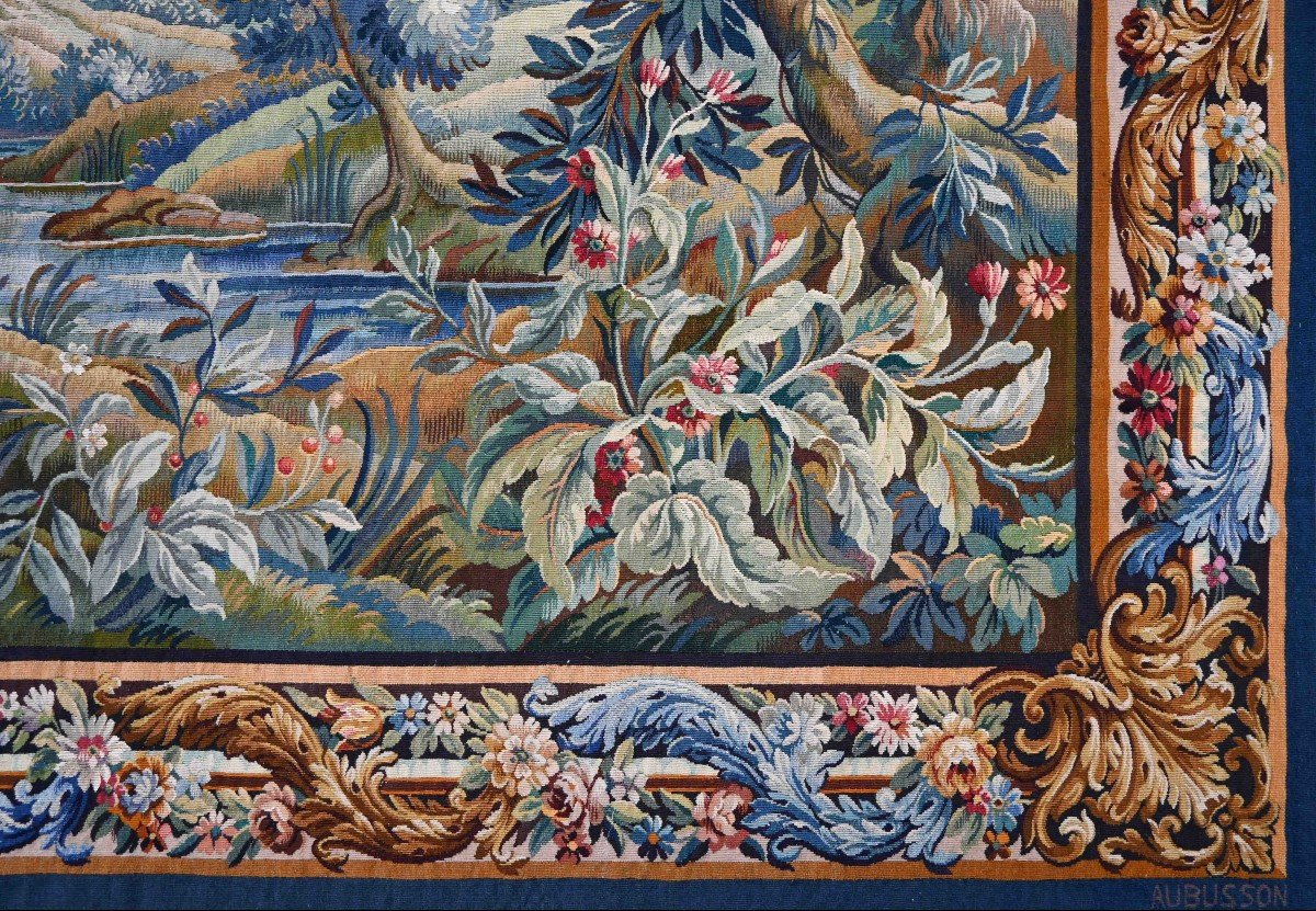 Tapisserie Verdure Sign&eacute; De La Manufacture Aubusson Vers 1860 - 278lx200h - N&deg; 1474-photo-2