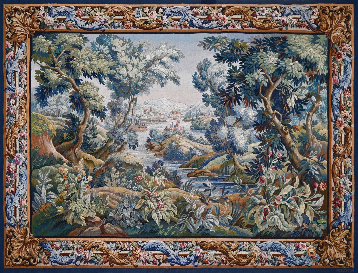 Tapisserie Verdure Sign&eacute; De La Manufacture Aubusson Vers 1860 - 278lx200h - N&deg; 1474