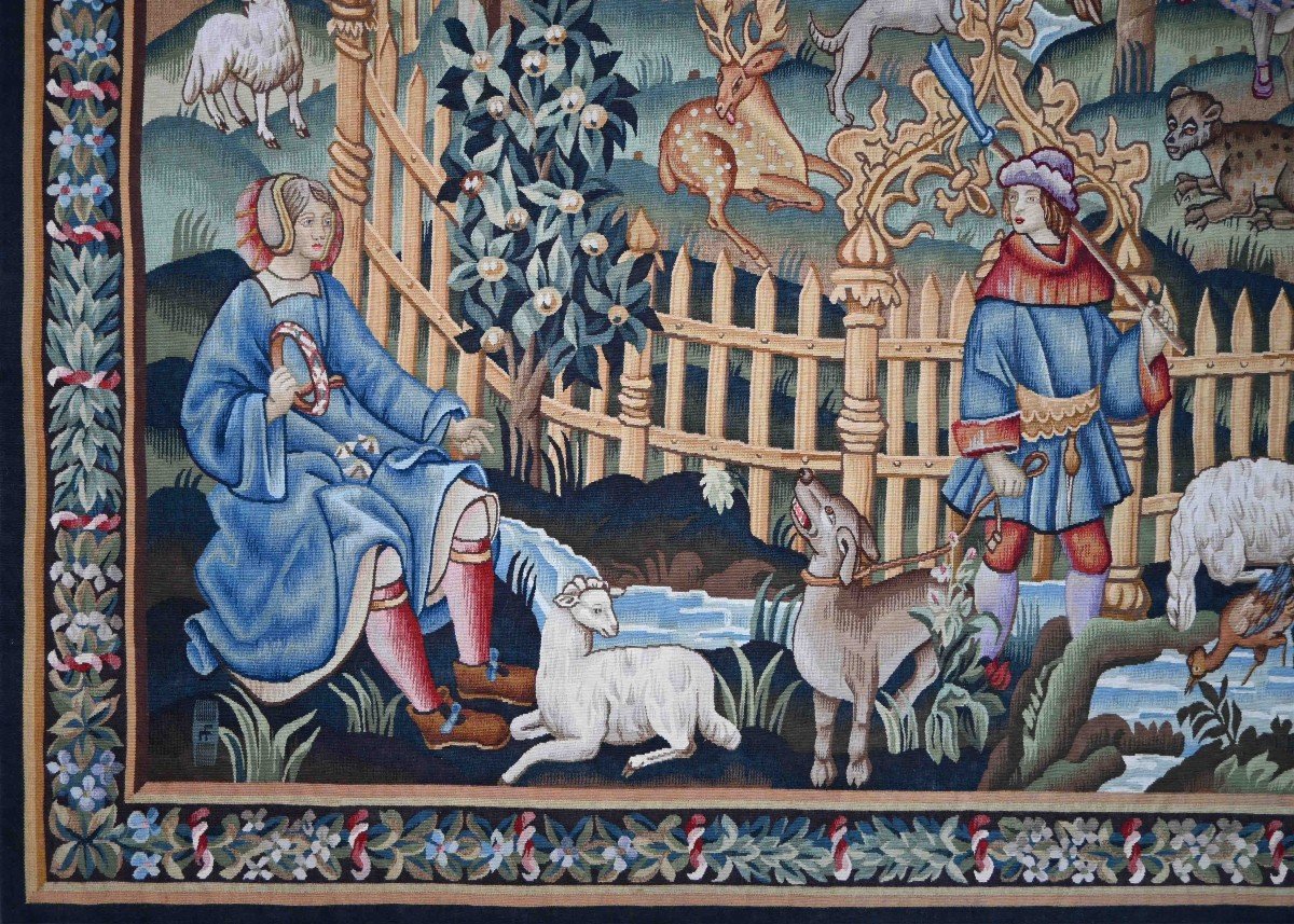 The Enchanted Park, Tapestry Manufacture De Robert Fours Aubusson - 175lx187h - No. 1482-photo-2