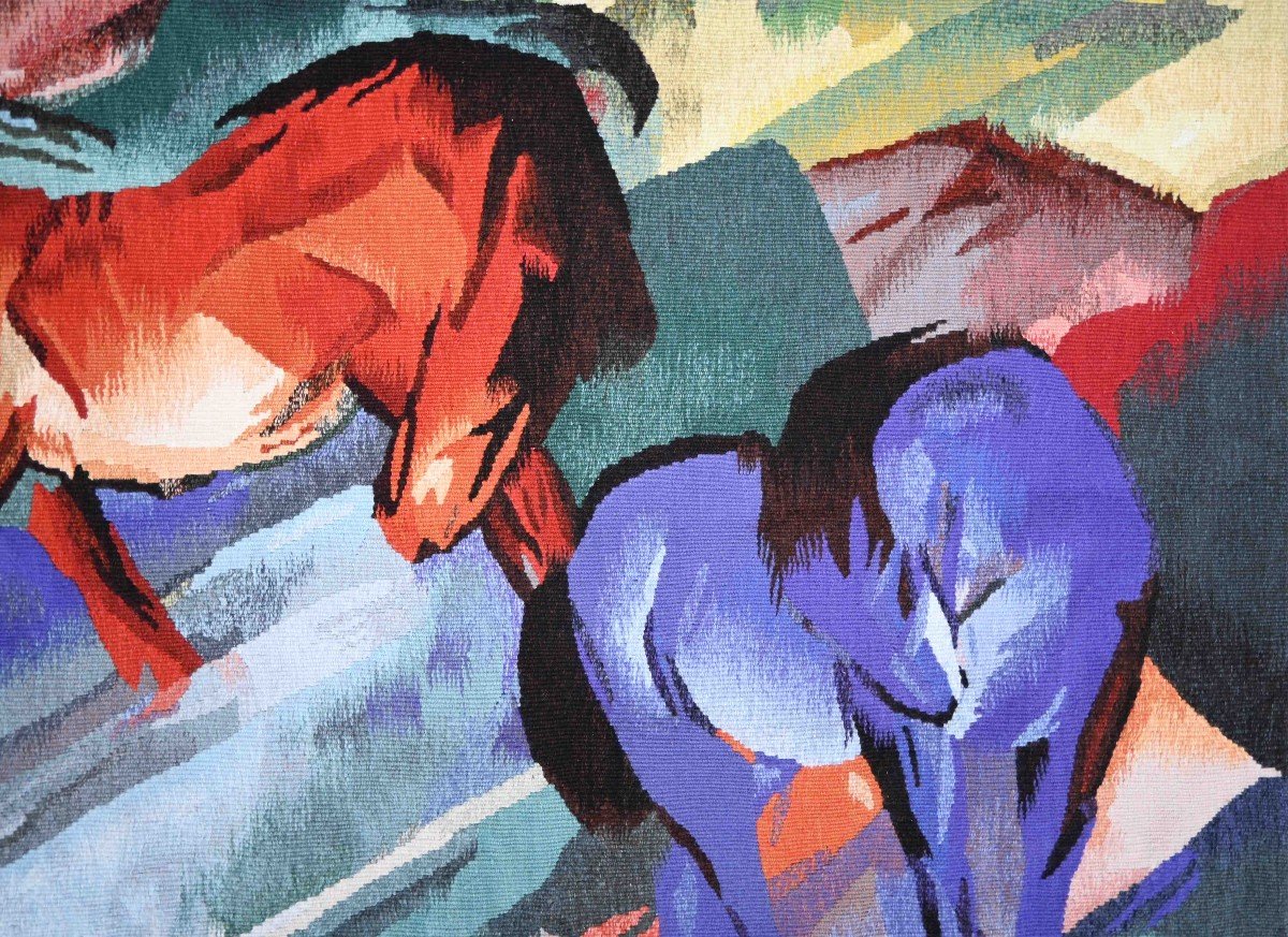 Cheval Rouge Et Bleu, Franz Marc - Tapisserie Aubusson, Roubert Four -152lxh112  - N° 1486-photo-3