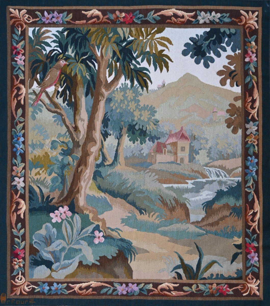 Tapisserie Verdure De La Manufacture Roubert Fours Aubusson - 90lx105h - N° 1492