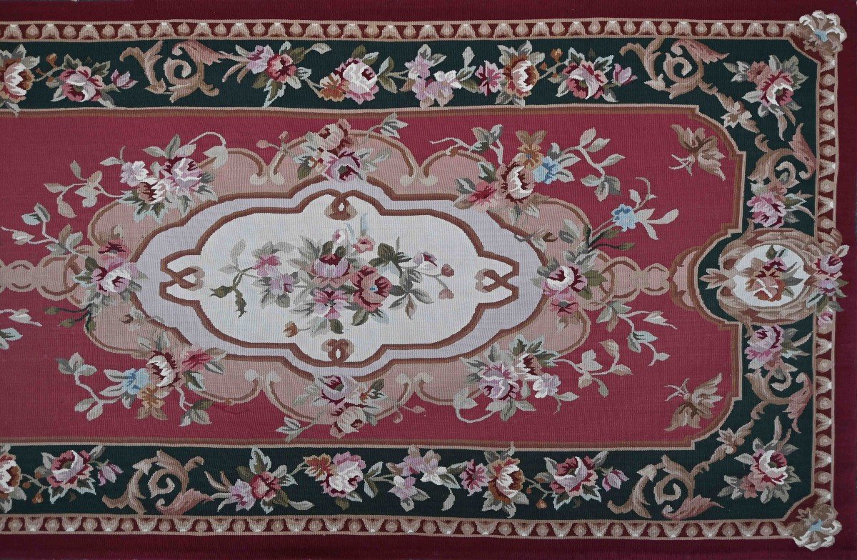 Galerie d'Aubusson Hallway Rug, Napoleon III Style, Circa 1950 - 392x92 - No. 1497-photo-1