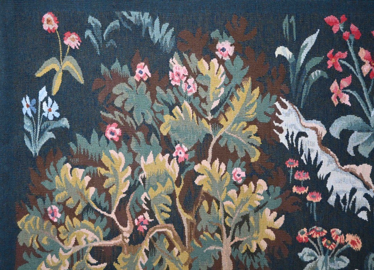 19th Century Greenery, Tapestry Signed Manufacture Aubusson - 110lx92h - No. 1502-photo-2