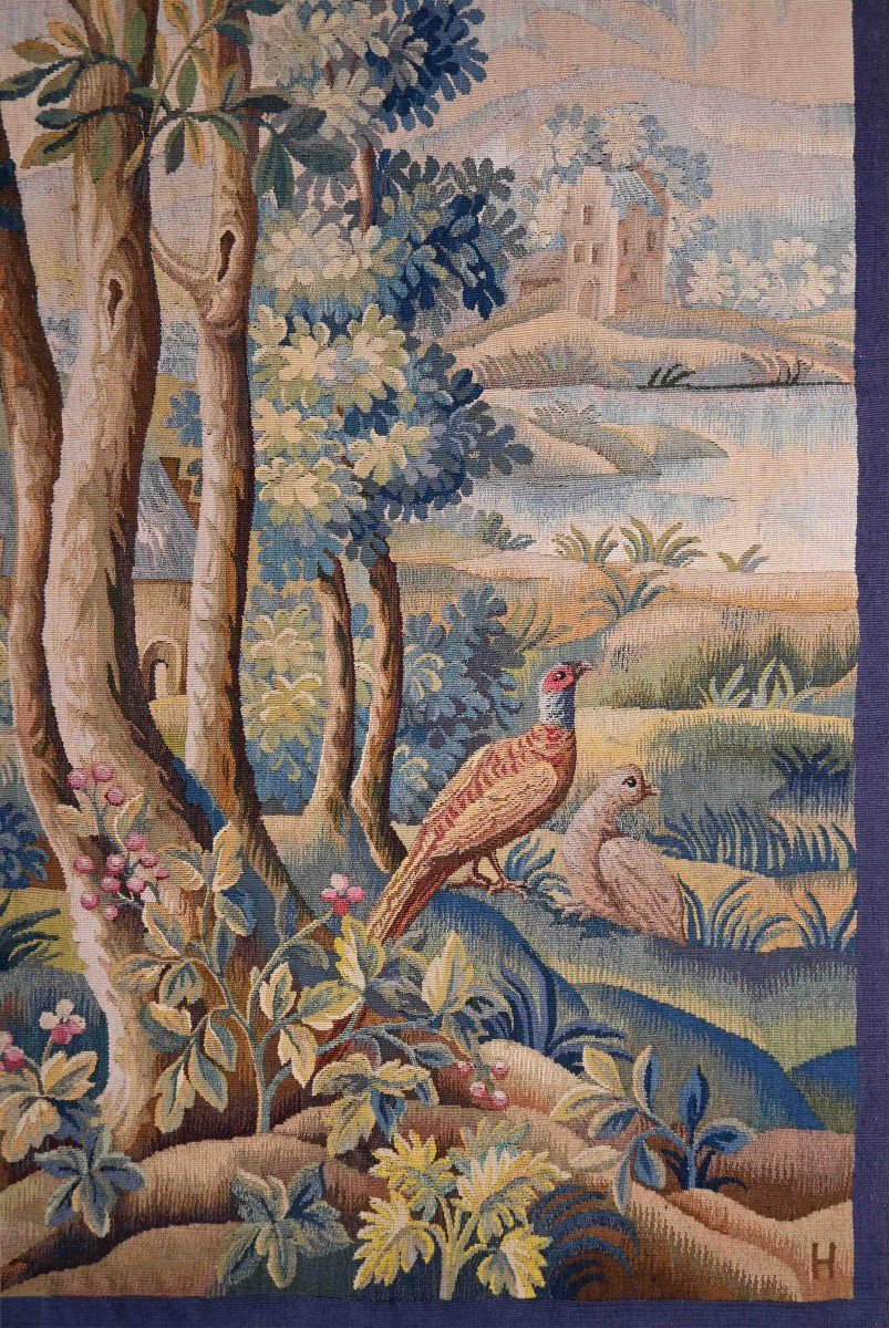 Tapestry Signed By The Aubusson Manufactory, 19th Century - 80lx153h - No. 1512-photo-2