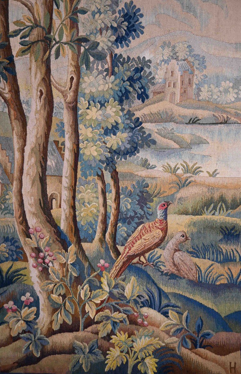 Tapestry Signed By The Aubusson Manufactory, 19th Century - 80lx153h - No. 1512-photo-4