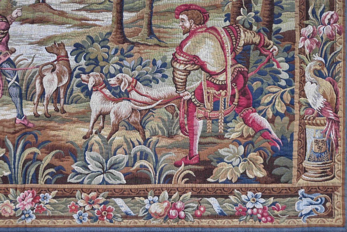 Hunting Scene - Genuine Jacquard Tapestry, Circa 1940 - 196lx134h - N° 1509-photo-2