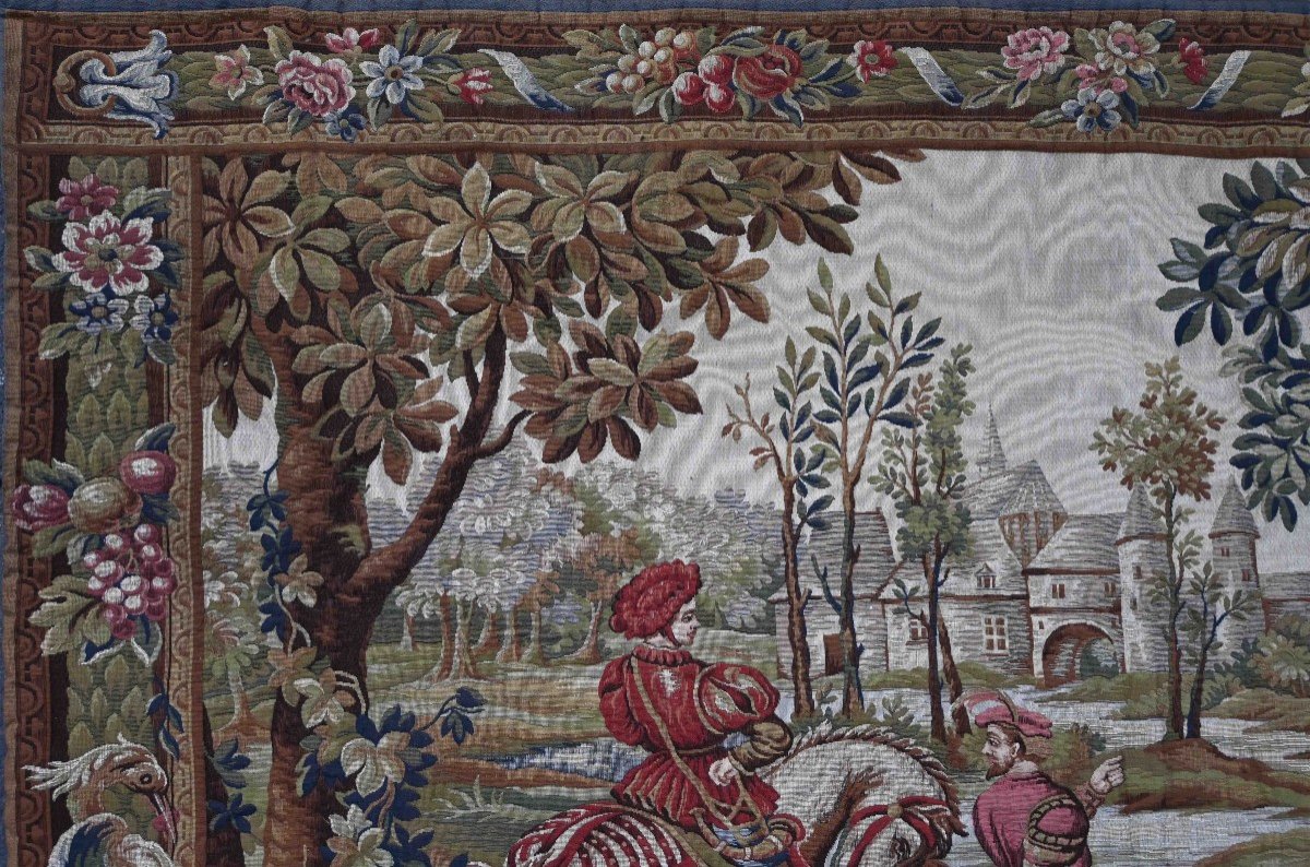 Hunting Scene - Genuine Jacquard Tapestry, Circa 1940 - 196lx134h - N° 1509-photo-2