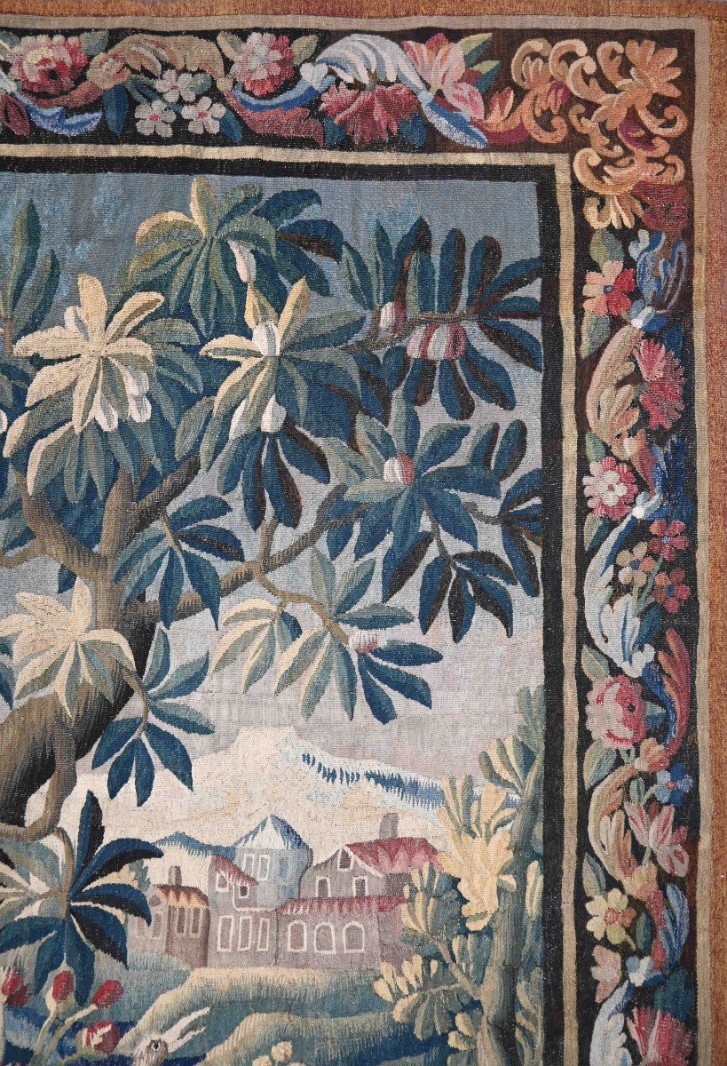 French Aubusson Greenery Tapestry From 18th Century - No. 1508-photo-3