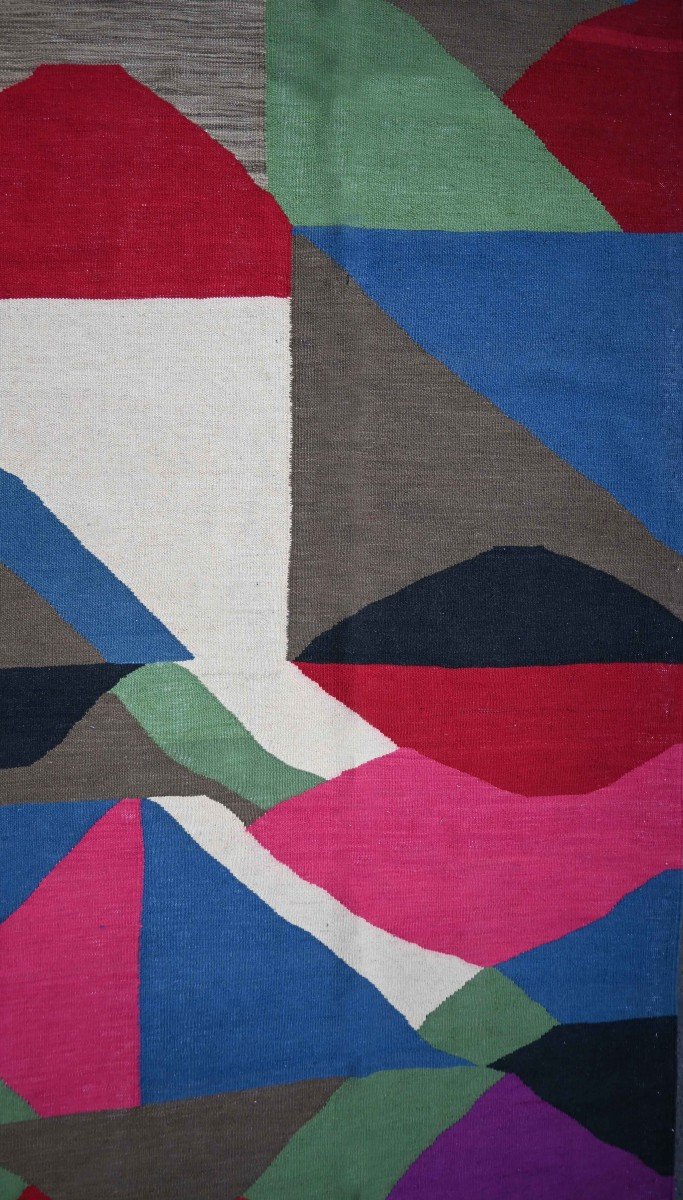 Sonia Delaunay Style Rug, Modern Art, Wool On Cotton - 300x200 Cm - Tapestry No. 1524-photo-1