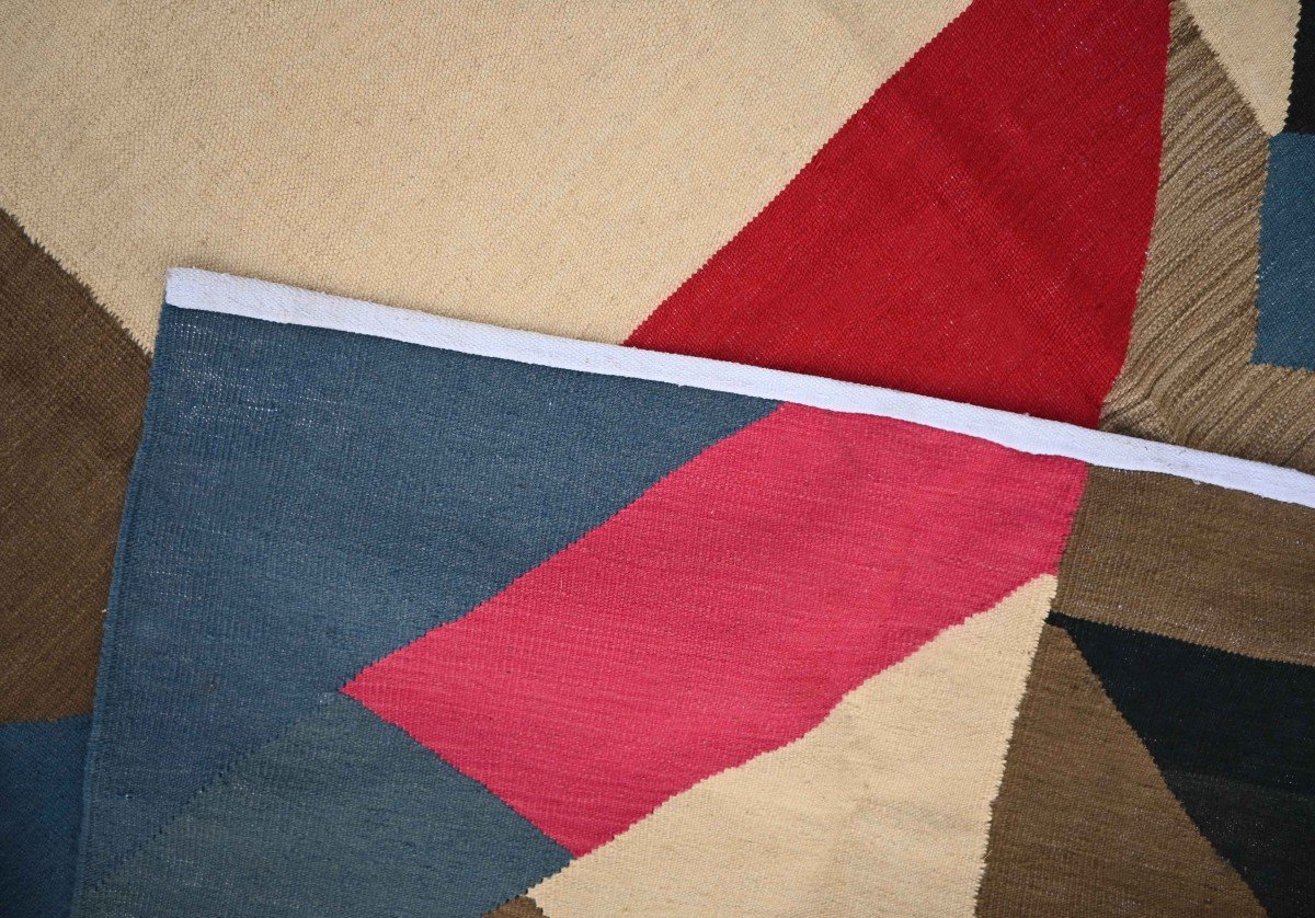 Sonia Delaunay Style Rug, Modern Art, Wool On Cotton - 300x200 Cm - Tapestry No. 1524-photo-5