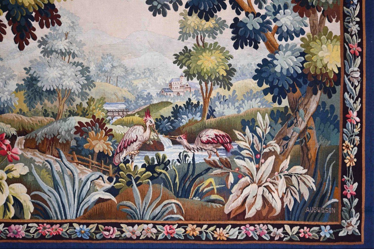 Verdure Le Chemin, Tapestry From The Aubusson Factory - Signed, Bolduc - 190lx110h - No. 1514 -photo-3