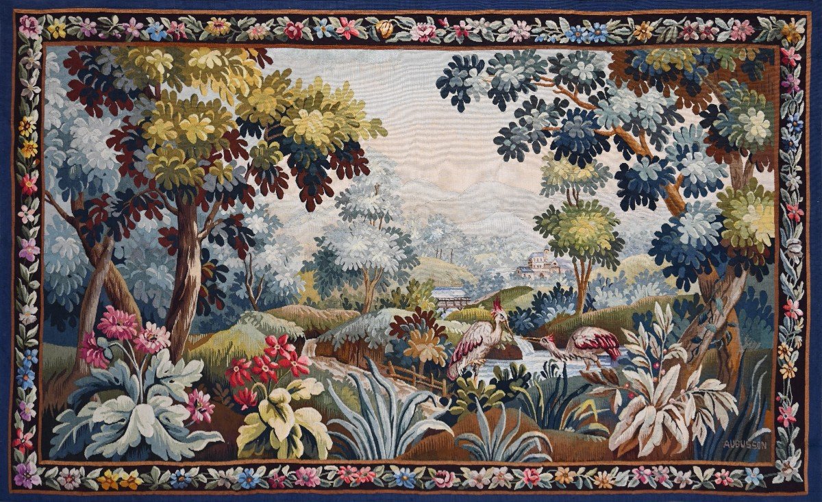 Verdure Le Chemin, Tapestry From The Aubusson Factory - Signed, Bolduc - 190lx110h - No. 1514 