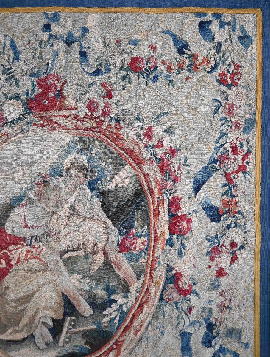 18th Century French Aubusson Medallion Tapestry - L1m45xh2m02 - No. 1522-photo-2