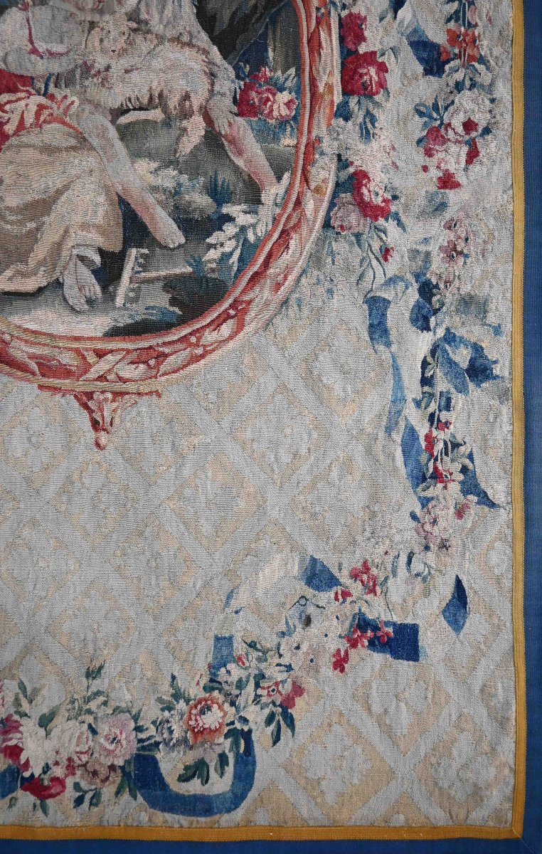 18th Century French Aubusson Medallion Tapestry - L1m45xh2m02 - No. 1522-photo-2