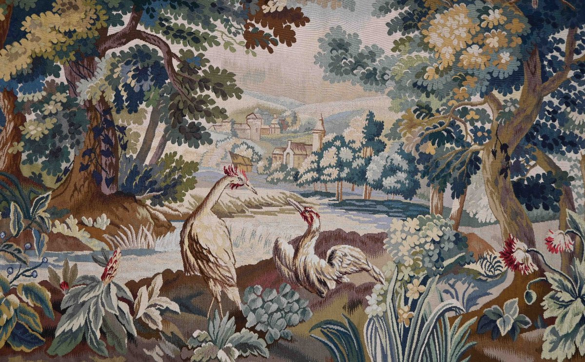 Verdure Tapestry From The Aubusson Manufactory, 19th Century - L 2m32 X H 1m74 - No. 1519-photo-3